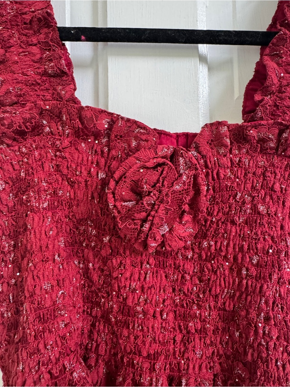 Hill House Burgundy Lace Maxi Dress with Ruffled Straps - Picture 5 of 5
